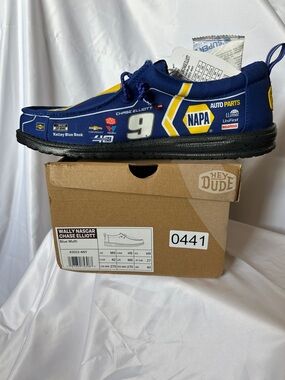 Hey Dude Wally NASCAR Slip-On Shoe - Navy Blue & Yellow NAPA Design
